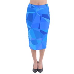 Electric Blue Geometric Pattern Velvet Midi Pencil Skirt by SpinnyChairDesigns