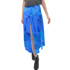 Electric Blue Geometric Pattern Velour Split Maxi Skirt by SpinnyChairDesigns