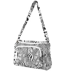 Zebra Print Stripes Front Pocket Crossbody Bag by SpinnyChairDesigns