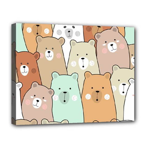 Colorful-baby-bear-cartoon-seamless-pattern Canvas 14  X 11  (stretched) by Sobalvarro