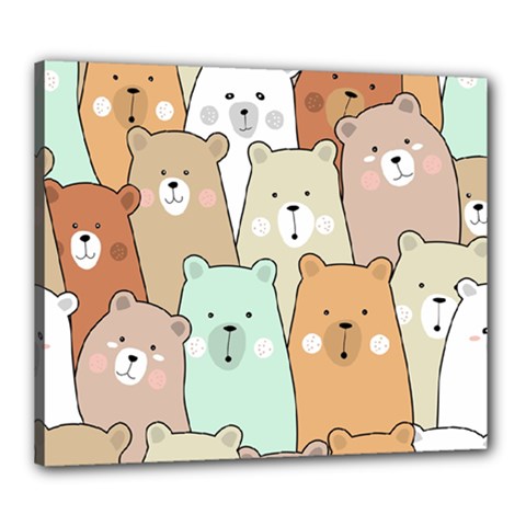 Colorful-baby-bear-cartoon-seamless-pattern Canvas 24  X 20  (stretched) by Sobalvarro