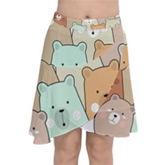 Colorful-baby-bear-cartoon-seamless-pattern Chiffon Wrap Front Skirt by Sobalvarro