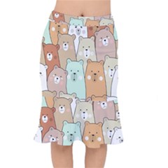 Colorful-baby-bear-cartoon-seamless-pattern Short Mermaid Skirt by Sobalvarro