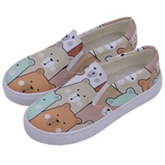 Colorful-baby-bear-cartoon-seamless-pattern Kids  Canvas Slip Ons by Sobalvarro