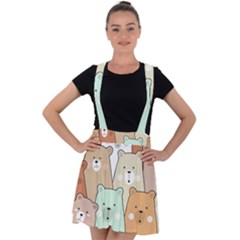 Colorful-baby-bear-cartoon-seamless-pattern Velvet Suspender Skater Skirt by Sobalvarro