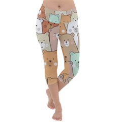 Colorful-baby-bear-cartoon-seamless-pattern Lightweight Velour Capri Yoga Leggings by Sobalvarro