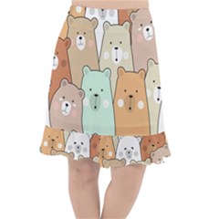 Colorful-baby-bear-cartoon-seamless-pattern Fishtail Chiffon Skirt by Sobalvarro