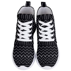 Black And White Minimalist Stripes  Women s Lightweight High Top Sneakers by SpinnyChairDesigns