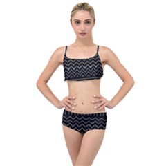 Black And White Minimalist Stripes  Layered Top Bikini Set