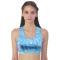 Light Blue Abstract Mosaic Art Color Sports Bra by SpinnyChairDesigns