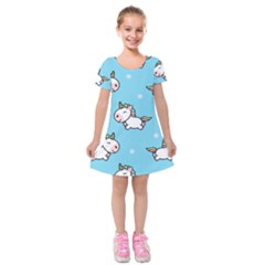 Unicorns  Kids  Short Sleeve Velvet Dress by Sobalvarro