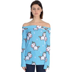 Unicorns  Off Shoulder Long Sleeve Top by Sobalvarro