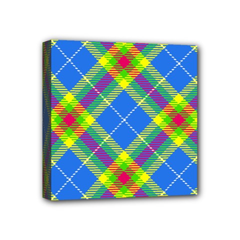 Clown Costume Plaid Striped Mini Canvas 4  X 4  (stretched) by SpinnyChairDesigns