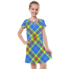 Clown Costume Plaid Striped Kids  Cross Web Dress by SpinnyChairDesigns