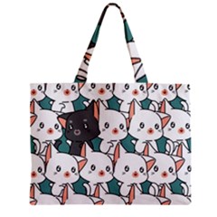Seamless-cute-cat-pattern-vector Zipper Mini Tote Bag by Sobalvarro