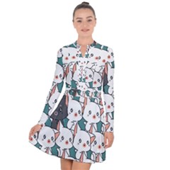 Seamless-cute-cat-pattern-vector Long Sleeve Panel Dress by Sobalvarro