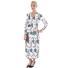 Seamless-cute-cat-pattern-vector Velvet Maxi Wrap Dress by Sobalvarro