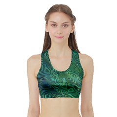 Emerald Green Blue Marbled Color Sports Bra With Border by SpinnyChairDesigns