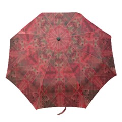 Indian Red Color Geometric Diamonds Folding Umbrellas by SpinnyChairDesigns