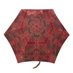 Indian Red Color Geometric Diamonds Mini Folding Umbrellas by SpinnyChairDesigns