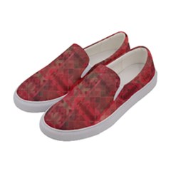 Indian Red Color Geometric Diamonds Women s Canvas Slip Ons by SpinnyChairDesigns