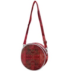 Indian Red Color Geometric Diamonds Crossbody Circle Bag by SpinnyChairDesigns