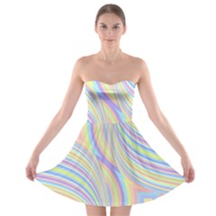 Pastel Color Stripes  Strapless Bra Top Dress by SpinnyChairDesigns