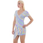 Pastel Color Stripes  Short Sleeve Asymmetric Mini Dress