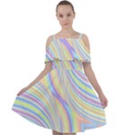 Pastel Color Stripes  Cut Out Shoulders Chiffon Dress