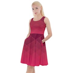 Hot Pink And Wine Color Diamonds Knee Length Skater Dress With Pockets by SpinnyChairDesigns