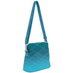 Aqua Blue And Teal Color Diamonds Zipper Messenger Bag by SpinnyChairDesigns