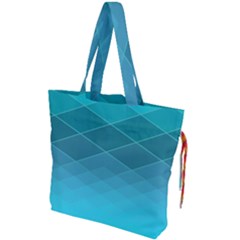 Aqua Blue And Teal Color Diamonds Drawstring Tote Bag by SpinnyChairDesigns