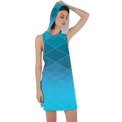 Aqua Blue And Teal Color Diamonds Racer Back Hoodie Dress by SpinnyChairDesigns