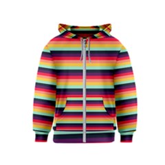 Contrast Rainbow Stripes Kids  Zipper Hoodie by tmsartbazaar