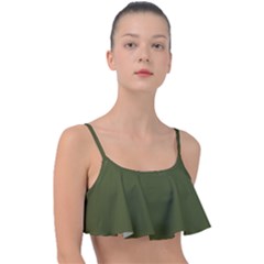 Army Green Solid Color Frill Bikini Top by SpinnyChairDesigns
