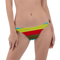 Multicolor With Black Lines Ring Detail Bikini Bottom by tmsartbazaar