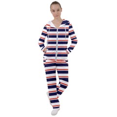 Red With Blue Stripes Women s Tracksuit by tmsartbazaar