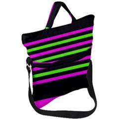 Disco Stripes Fold Over Handle Tote Bag by tmsartbazaar