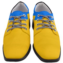 Bright Yellow With Blue Women Heeled Oxford Shoes by tmsartbazaar