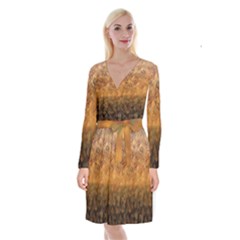 Fall Leaves Gradient Small Long Sleeve Velvet Front Wrap Dress by Abe731