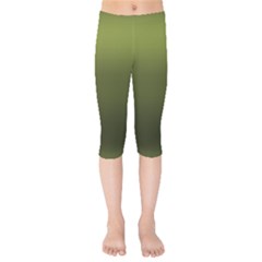 Army Green Gradient Color Kids  Capri Leggings  by SpinnyChairDesigns