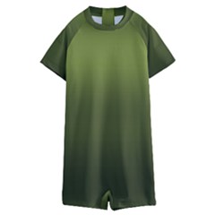 Army Green Gradient Color Kids  Boyleg Half Suit Swimwear by SpinnyChairDesigns