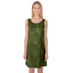 Army Green Color Pattern Sleeveless Satin Nightdress by SpinnyChairDesigns