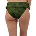 Army Green Color Pattern Frill Bikini Bottom View2