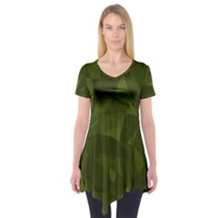 Army Green Color Pattern Short Sleeve Tunic  by SpinnyChairDesigns