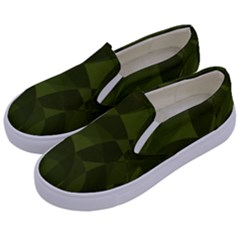 Army Green Color Pattern Kids  Canvas Slip Ons by SpinnyChairDesigns
