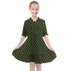 Army Green And Black Plaid Kids  All Frills Chiffon Dress by SpinnyChairDesigns