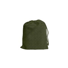 Army Green Color Polka Dots Drawstring Pouch (xs) by SpinnyChairDesigns
