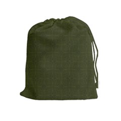 Army Green Color Polka Dots Drawstring Pouch (xl) by SpinnyChairDesigns