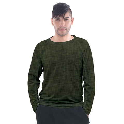 Army Green Texture Men s Long Sleeve Raglan Tee by SpinnyChairDesigns